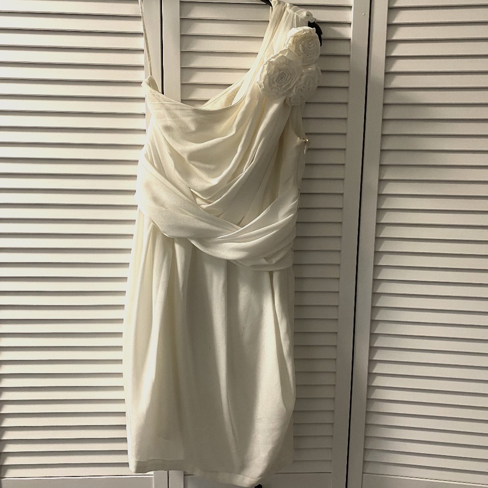 One Shoulder Off White Cocktail Dress